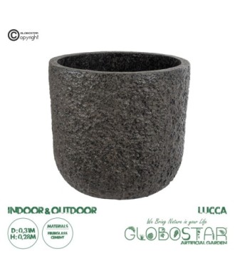 GloboStar® Artificial Garden LUCCA 20756 Επιδαπέδιο Πολυεστερικό Τσιμεντένιο Κασπώ Γλάστρα - Flower Pot Καφέ Φ31 x Υ28cm